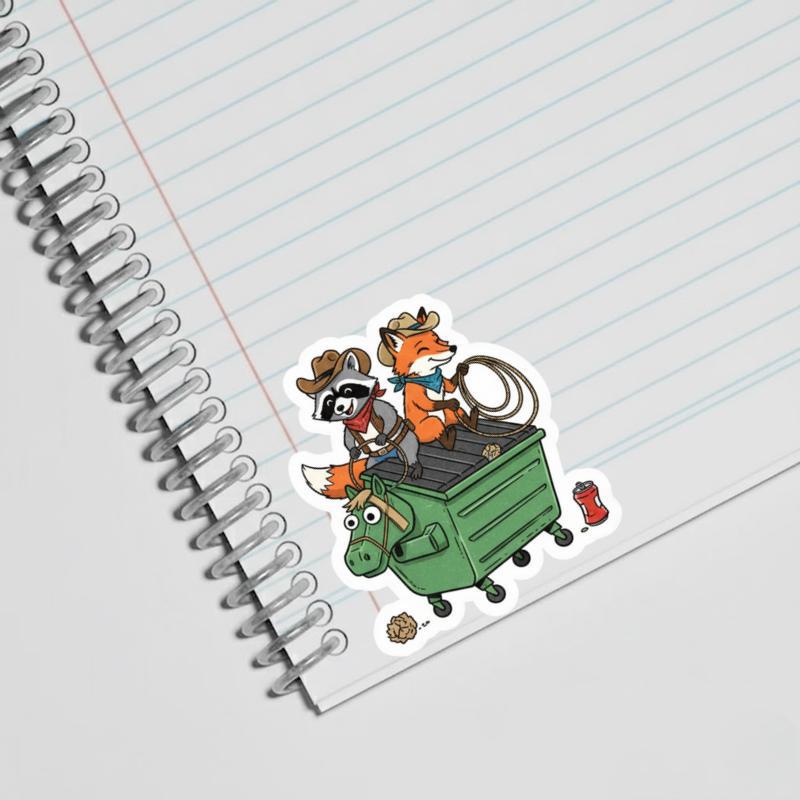 Cowboy Raccoon Fox Buddies Sticker Cowboy Raccoon Fox Buddies Sticker
