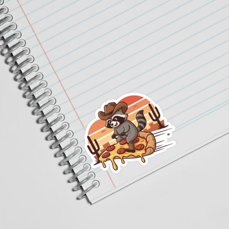 Cowboy Raccoon Pizza Rider Sticker Cowboy Raccoon Pizza Rider Sticker