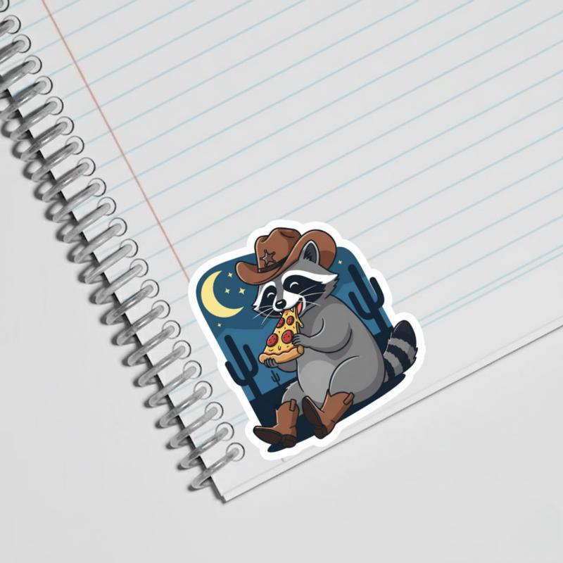 Cowboy Raccoon Pizza Time Sticker