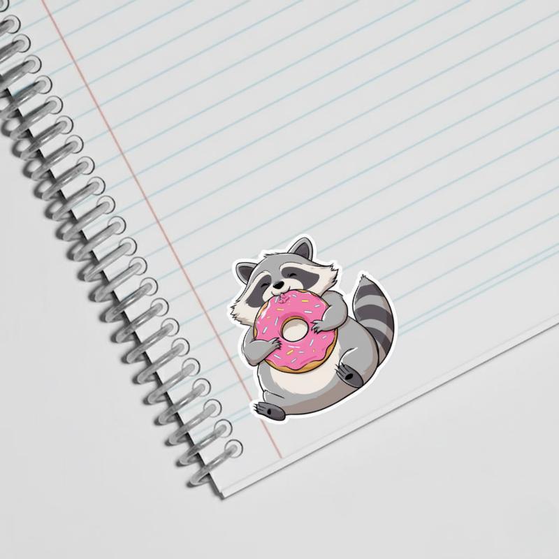 Donut Lover Fat Raccoon Sticker
