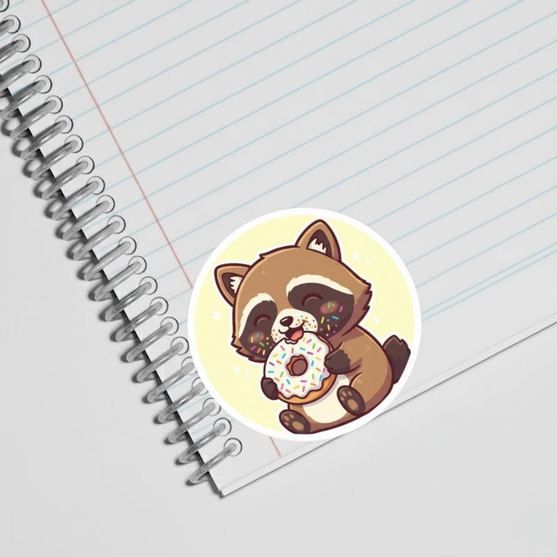 Donut Lover Raccoon Dog Sticker