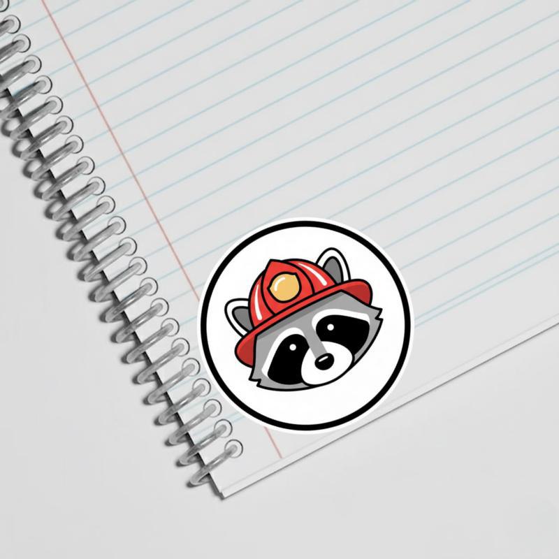 Firefighter Raccoon Minimal Head Portrait Meme Sticker