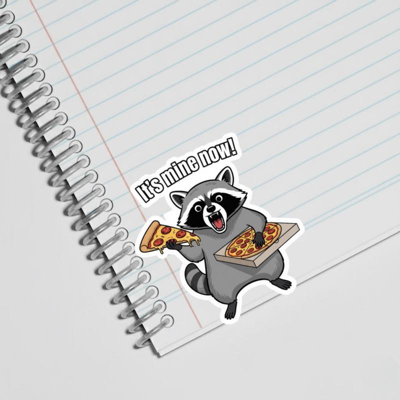 Funny Raccoon Pizza Meme Sticker Funny Raccoon Pizza Meme Sticker