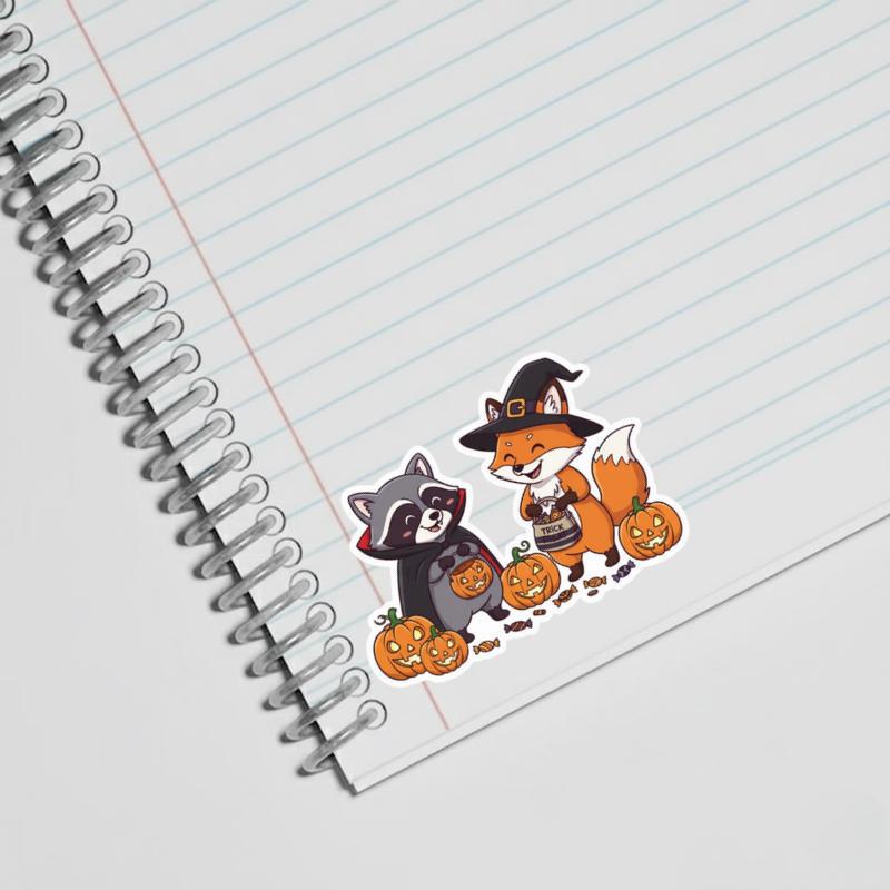 Halloween Raccoon Fox Tricksters Sticker Halloween Raccoon Fox Tricksters Sticker