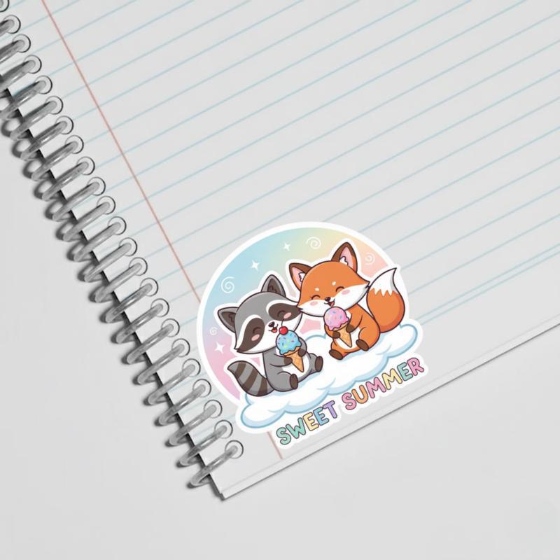 Ice Cream Raccoon Fox Sticker Ice Cream Raccoon Fox Sticker