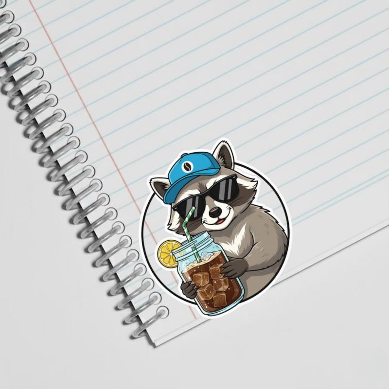 Iced Raccoon Coffee Sticker