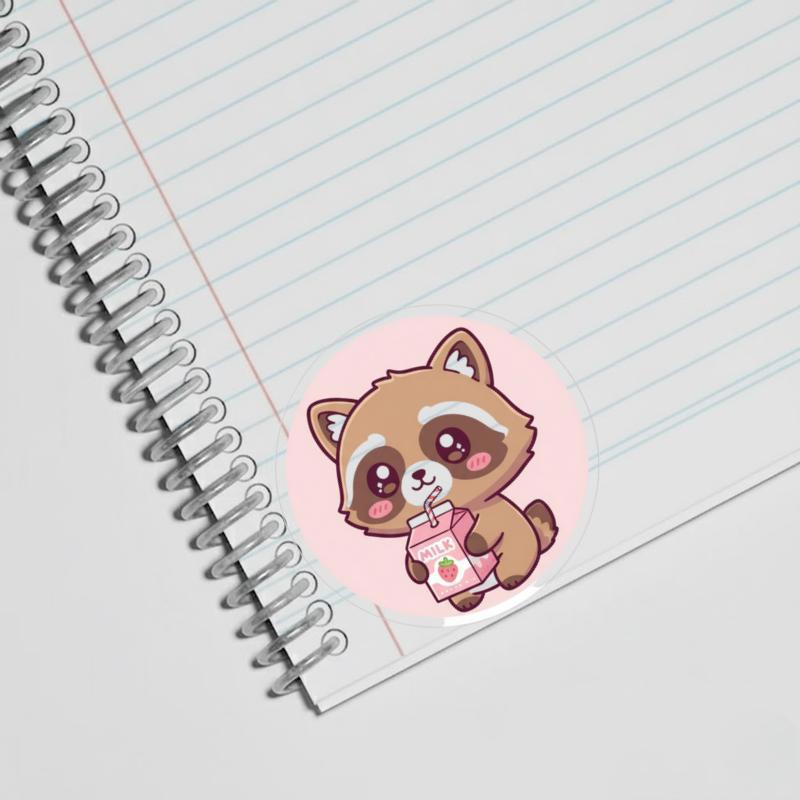 Kawaii Raccoon Dog With Strawberry Milk Sticker Kawaii Raccoon Dog With Strawberry Milk Sticker