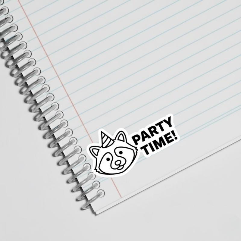 Party Time, Happy Birthday Raccoon Sticker