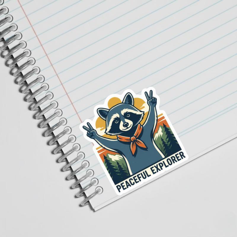 Peaceful Explorer - Raccoon Peace Sign Sticker Peaceful Explorer - Raccoon Peace Sign Sticker
