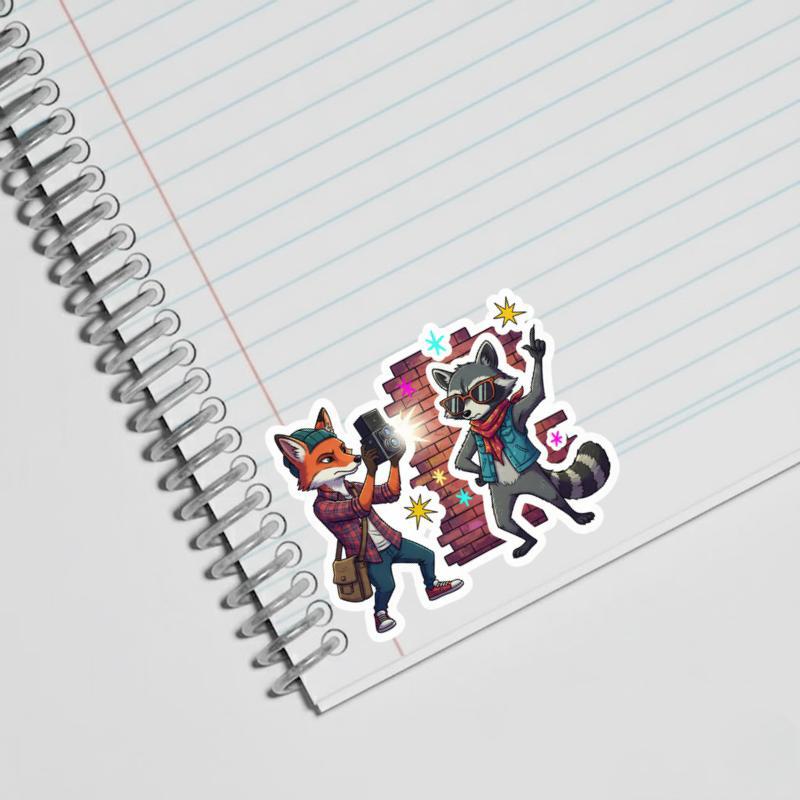 Photographer Raccoon Fox Sticker