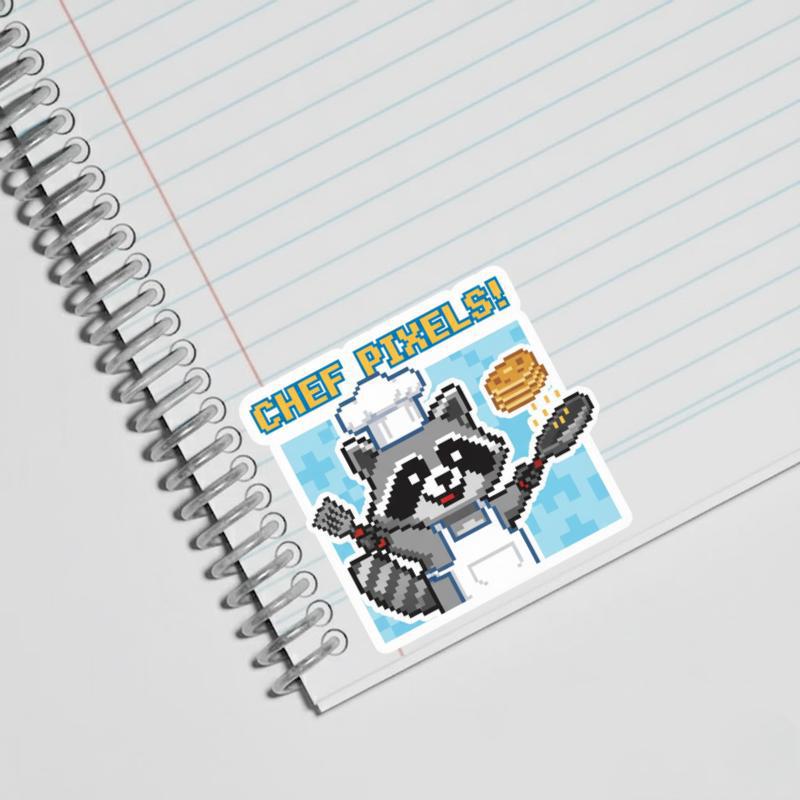 Pixelated Raccoon Chef Sticker
