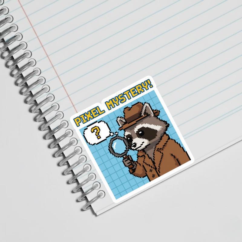 Pixelated Raccoon Detective Sticker