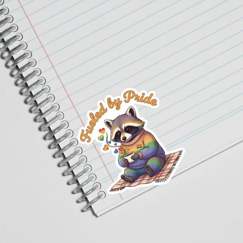 Pride Raccoon Coffee Time Sticker