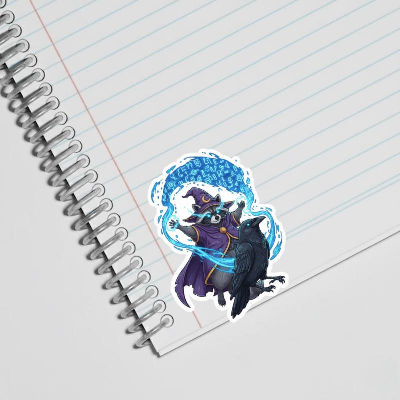 Raccoon DnD Crow Companion Sticker Raccoon DnD Crow Companion Sticker