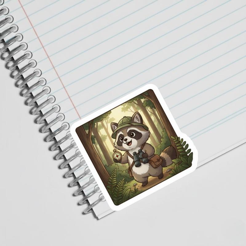 Raccoon Dog Adventurer Explorer Sticker