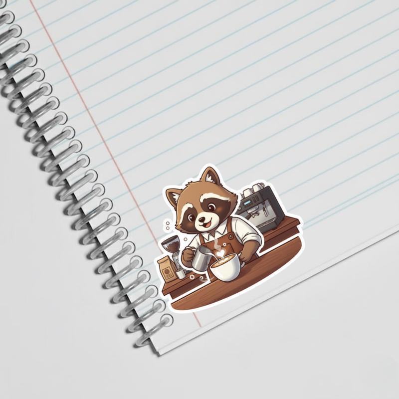 Raccoon Dog Barista Sticker