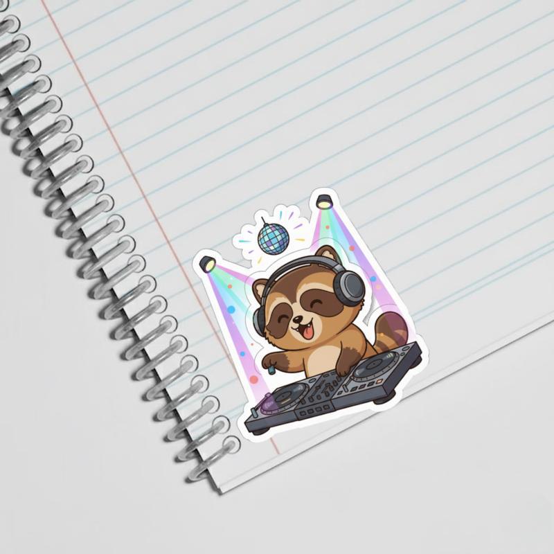 Raccoon Dog DJ Party Sticker