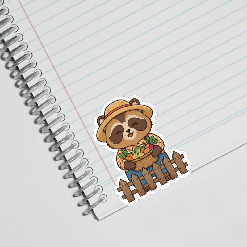 Raccoon Dog Farmer Sticker