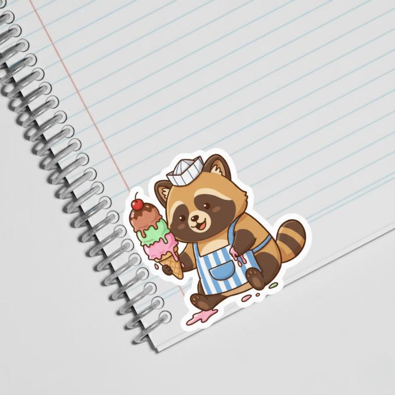 Raccoon Dog Ice Cream Seller Sticker Raccoon Dog Ice Cream Seller Sticker