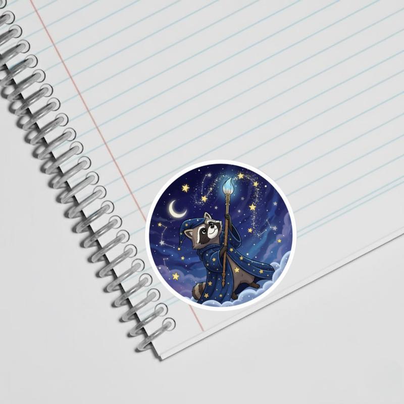 Raccoon Dog Painter Of Stars Sticker