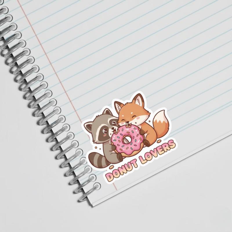 Raccoon Fox Donut Lovers Sticker