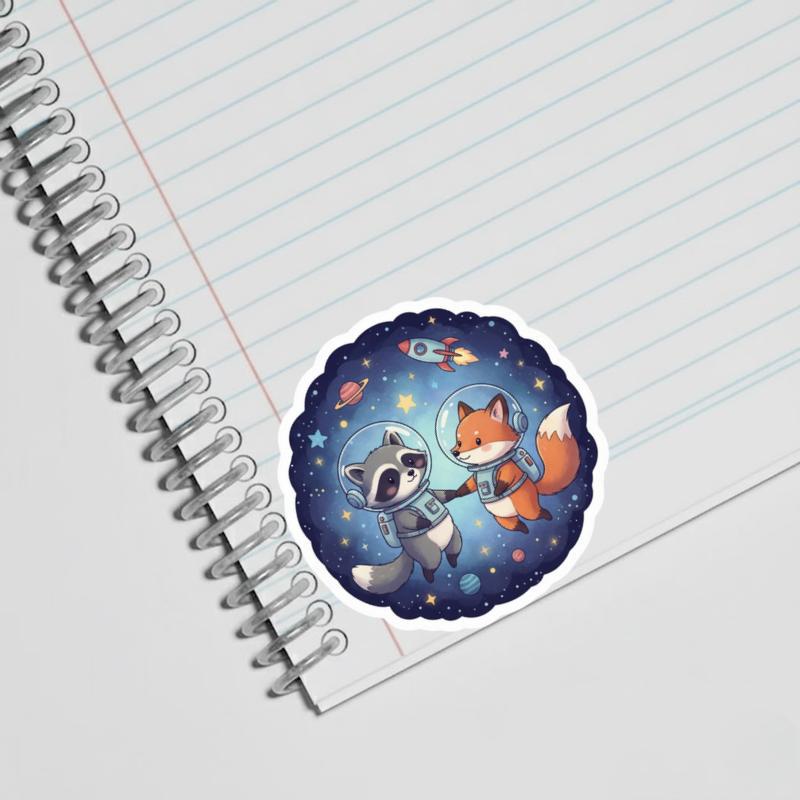 Raccoon Fox Space Buddies Sticker