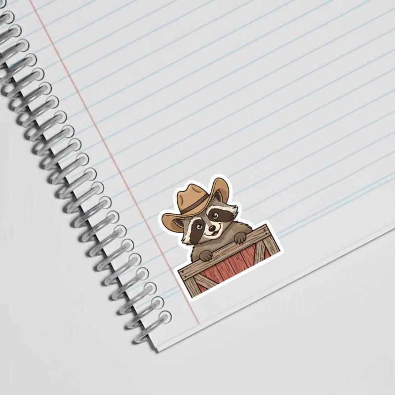 Raccoon Peeker Cowboy Charm Sticker