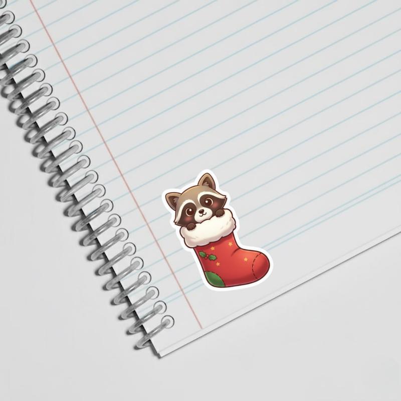 Raccoon Peeker In Christmas Stocking Sticker