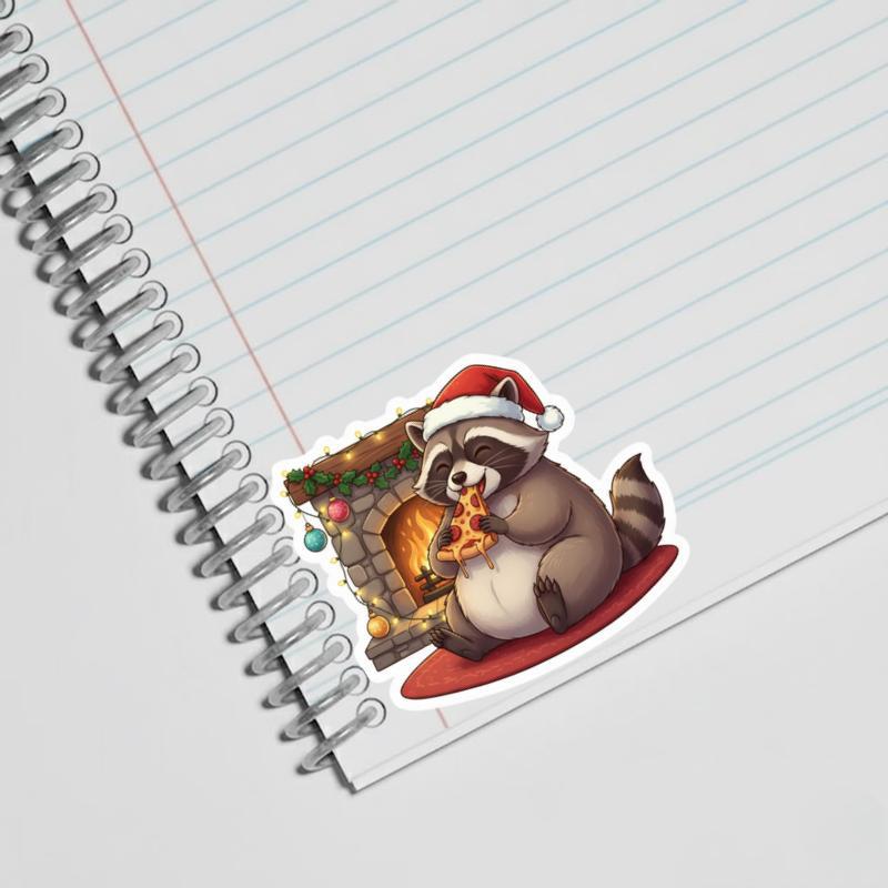 Raccoon Pizza Christmas Feast Meme Sticker Raccoon Pizza Christmas Feast Meme Sticker