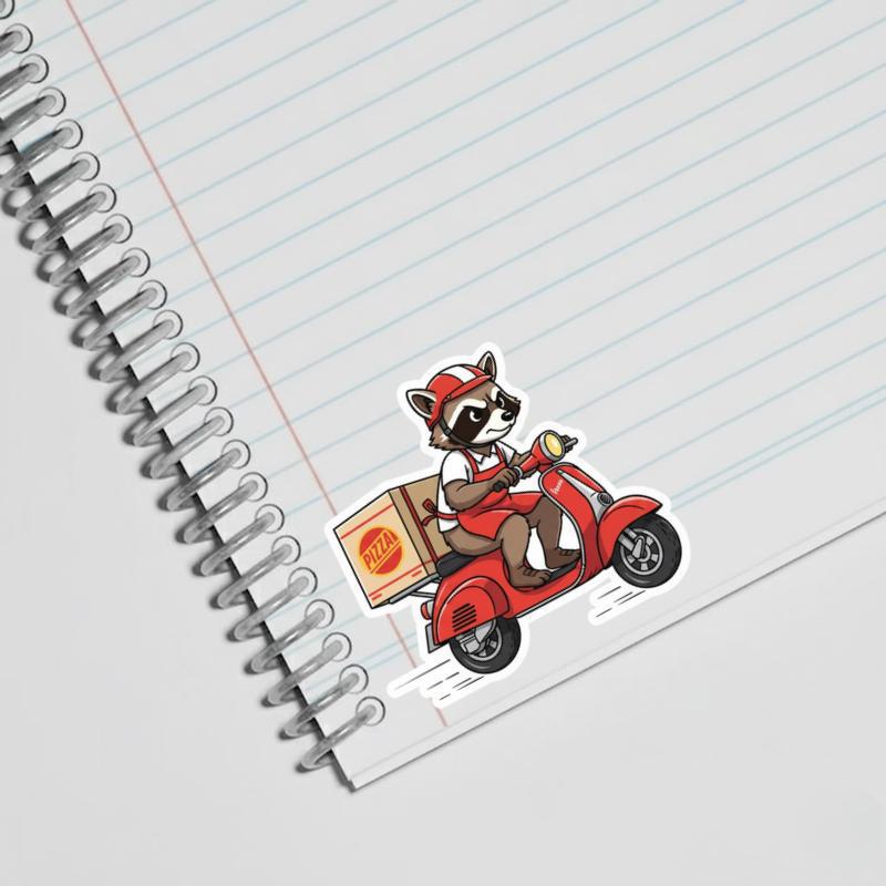 Raccoon Pizza Delivery Sticker