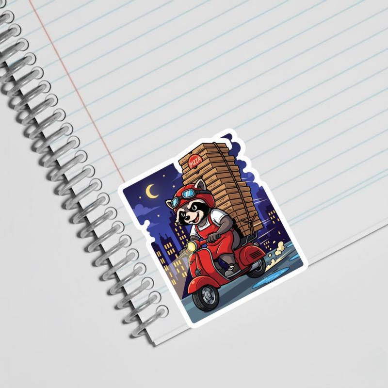 Raccoon Pizza Delivery Hero Sticker