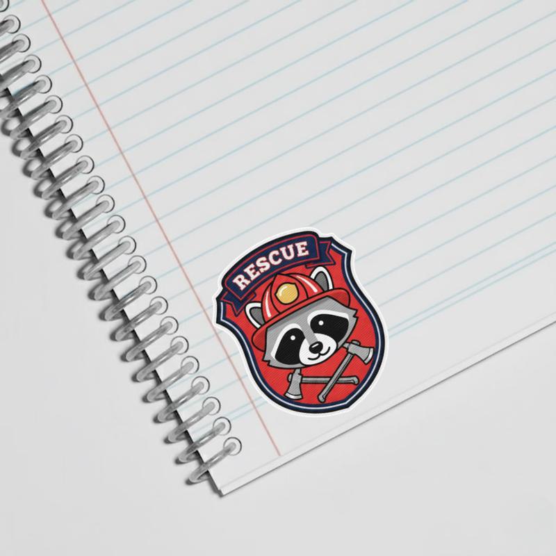 Rescue Firefighter Raccoon Sticker Rescue Firefighter Raccoon Sticker