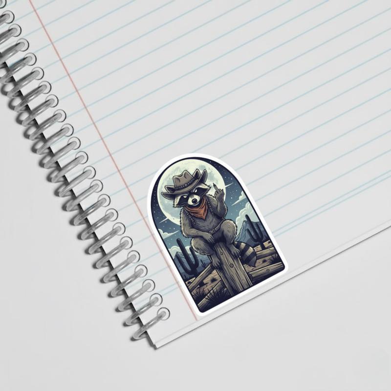 Retro Cute Raccoon Middle Finger Sticker