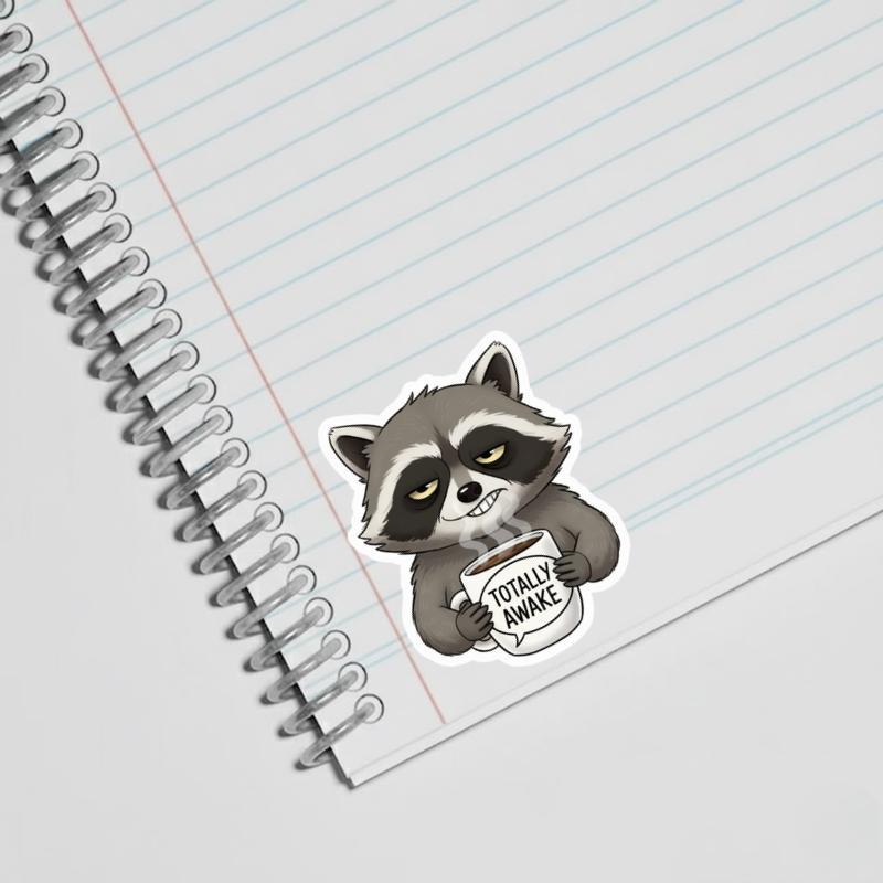 Sarcastic Raccoon Coffee First Sticker Sarcastic Raccoon Coffee First Sticker