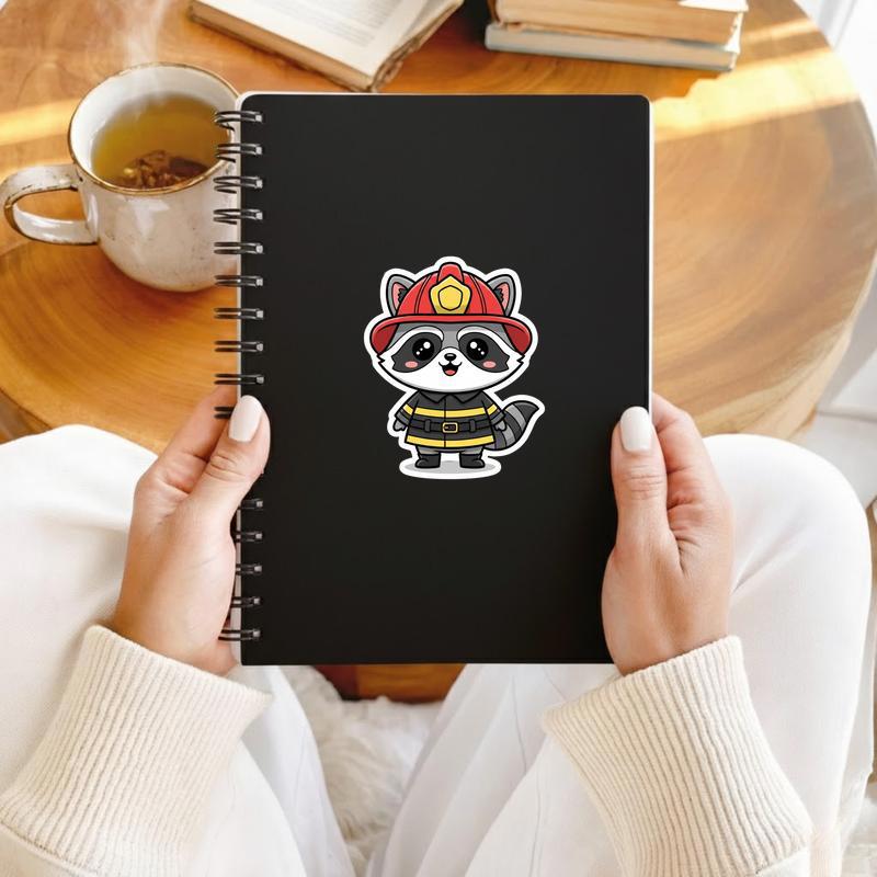 Big Head Raccoon Firefighter Chibi Sticker Big Head Raccoon Firefighter Chibi Sticker