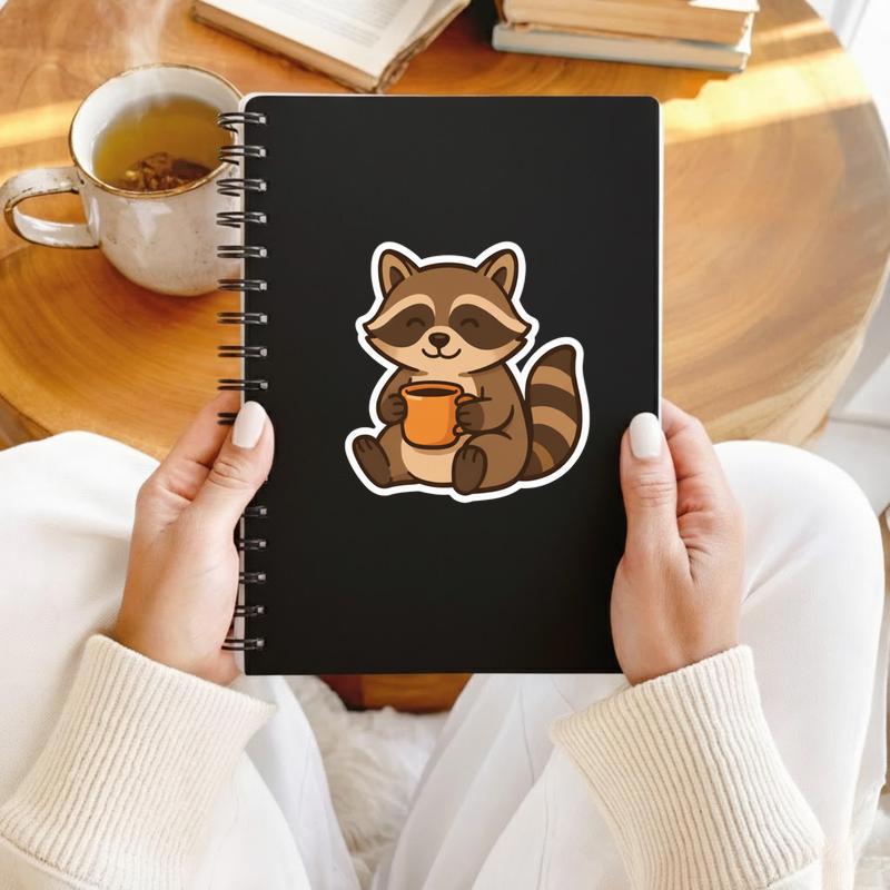 Brown Raccoon Coffee Sticker
