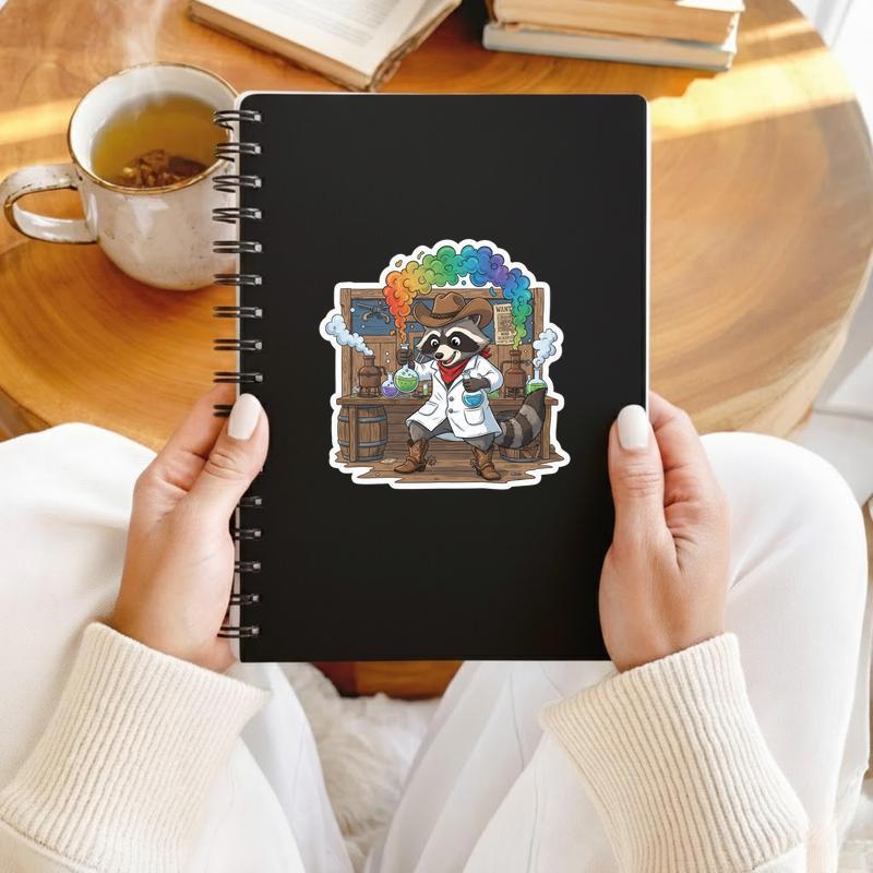 Colorful Cowboy Raccoon Scientist Sticker