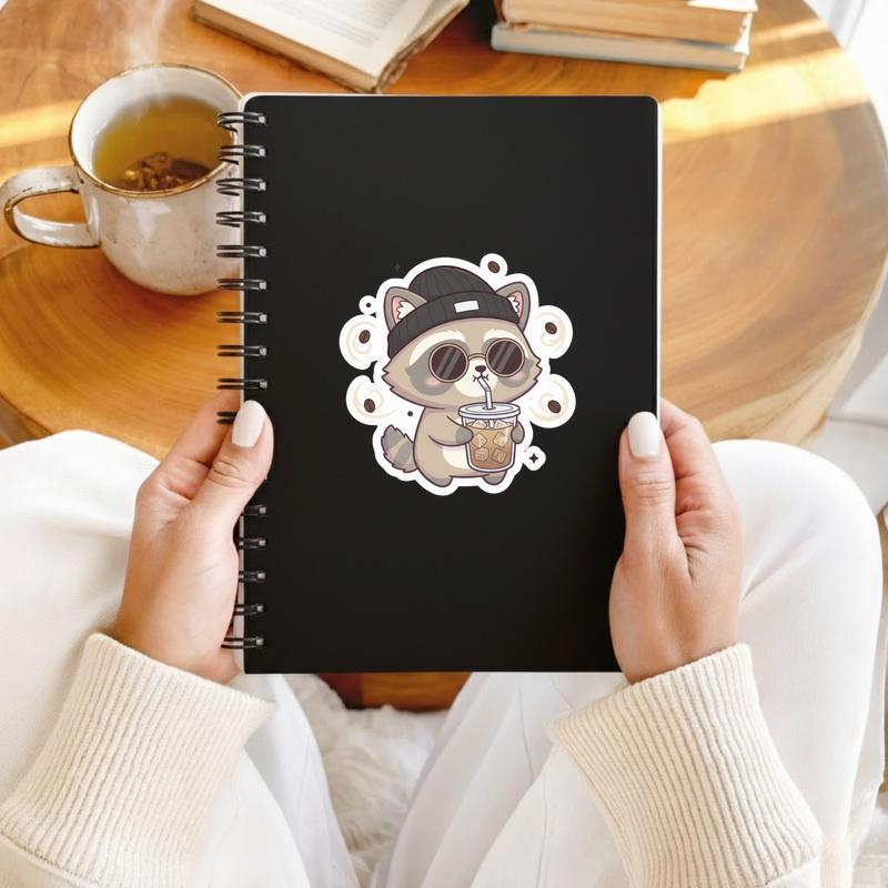 Cool Coffee Raccoon Dog Sticker