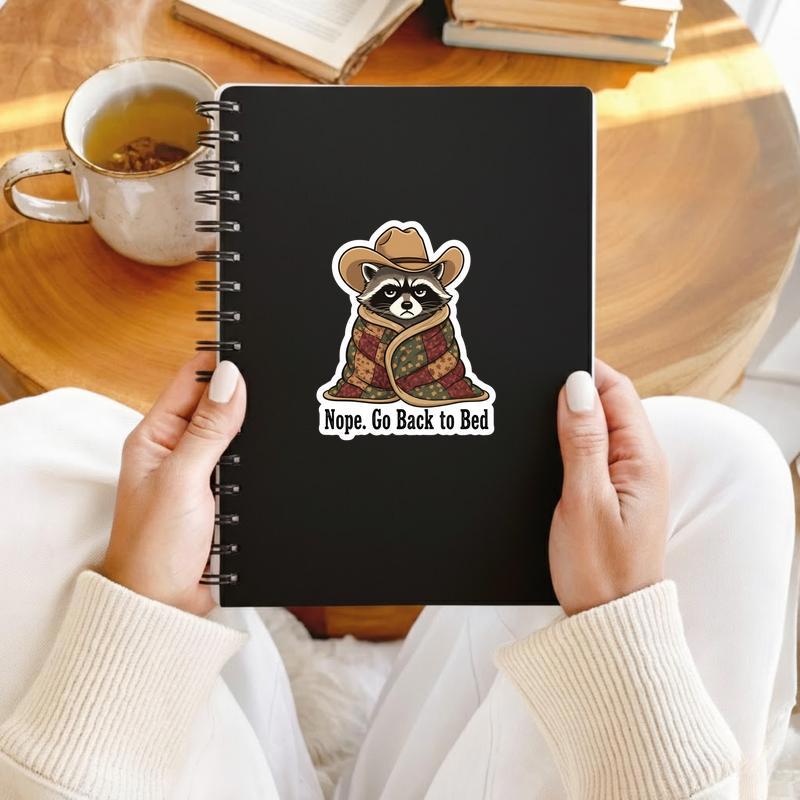 Cowboy Raccoon Go Back To Bed Sticker