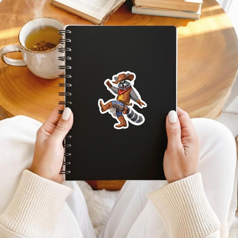 Cowboy Raccoon Is Dancing Happily Sticker