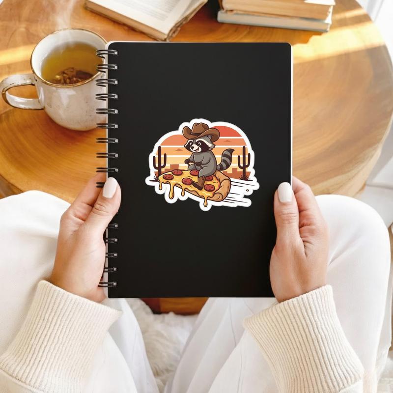 Cowboy Raccoon Pizza Rider Sticker Cowboy Raccoon Pizza Rider Sticker