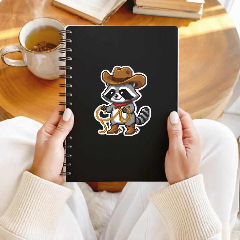 Cute Pixelated Raccoon Cowboy Sticker