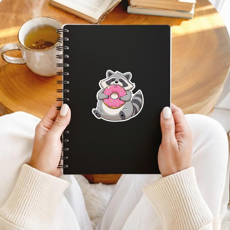 Donut Lover Fat Raccoon Sticker