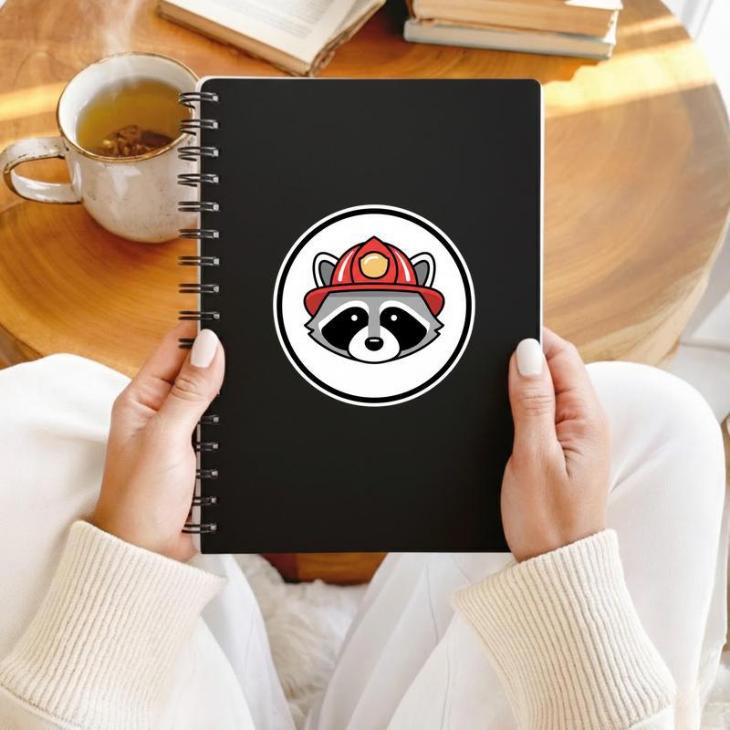 Firefighter Raccoon Minimal Head Portrait Meme Sticker