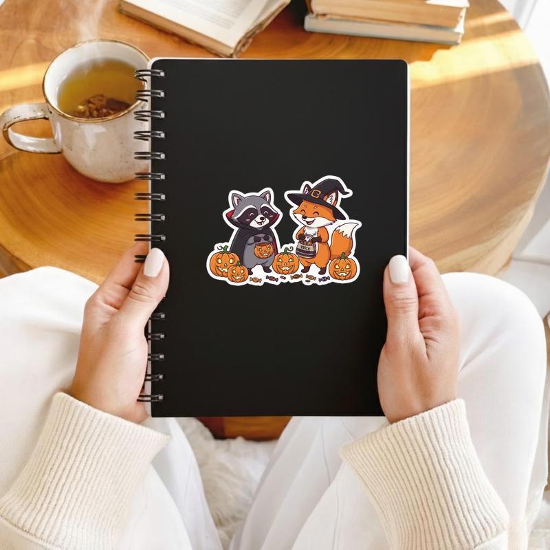 Halloween Raccoon Fox Tricksters Sticker Halloween Raccoon Fox Tricksters Sticker