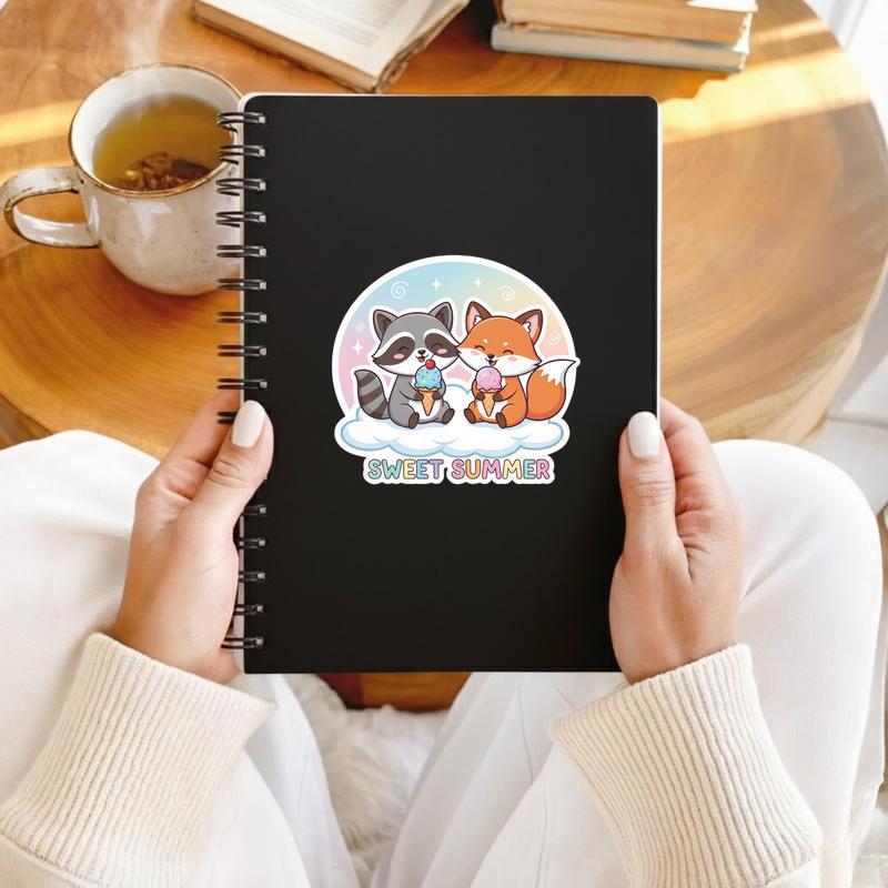 Ice Cream Raccoon Fox Sticker Ice Cream Raccoon Fox Sticker