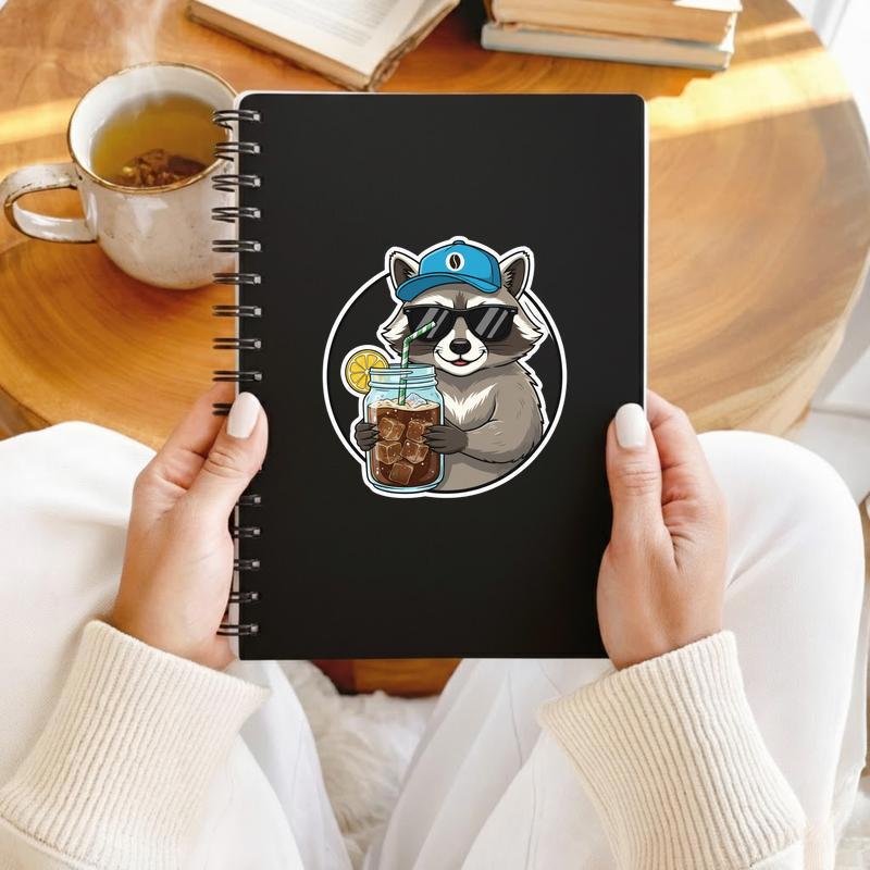 Iced Raccoon Coffee Sticker