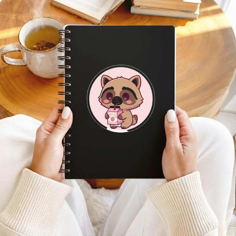 Kawaii Raccoon Dog With Strawberry Milk Sticker Kawaii Raccoon Dog With Strawberry Milk Sticker