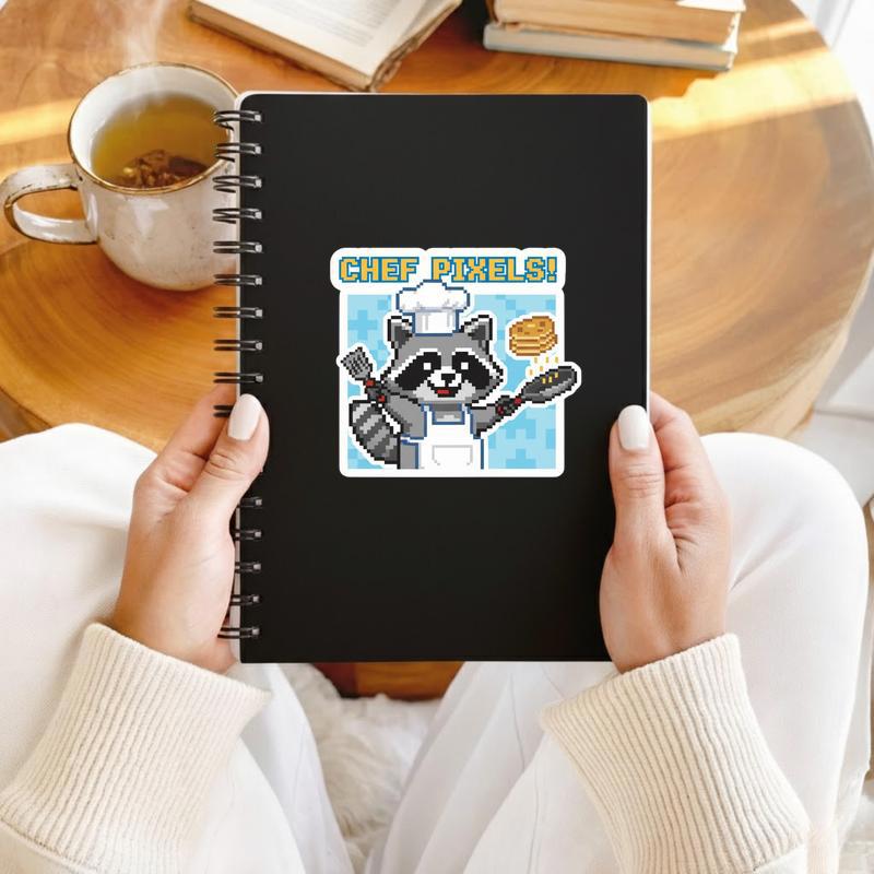 Pixelated Raccoon Chef Sticker