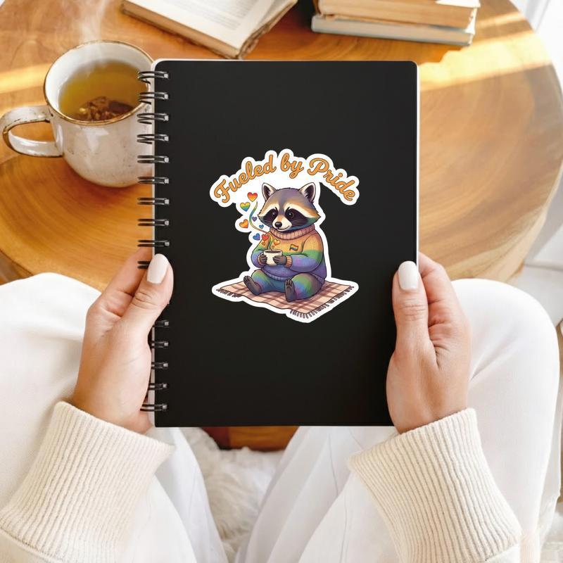 Pride Raccoon Coffee Time Sticker